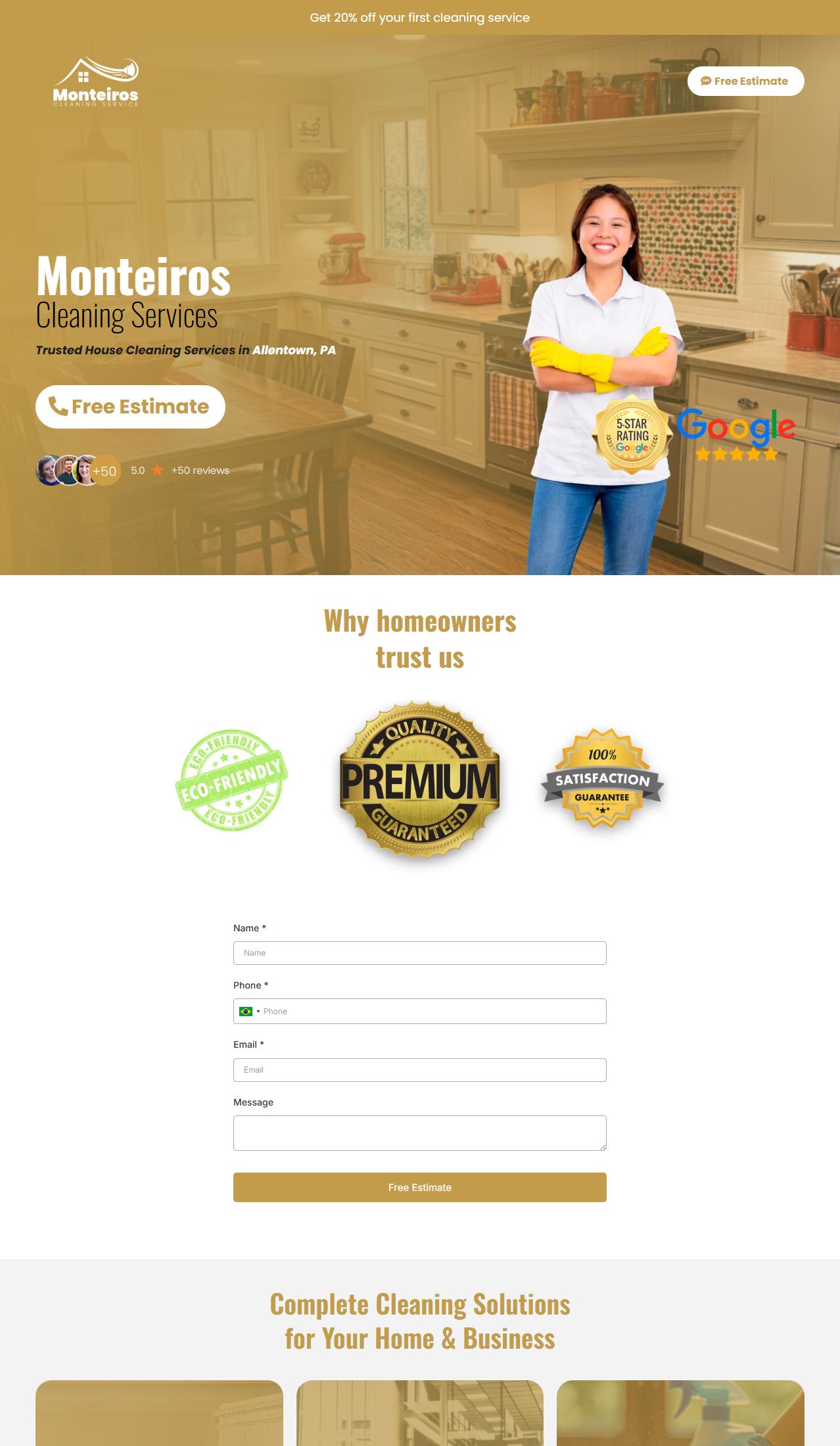 Website built for Monteiros Cleaning Service