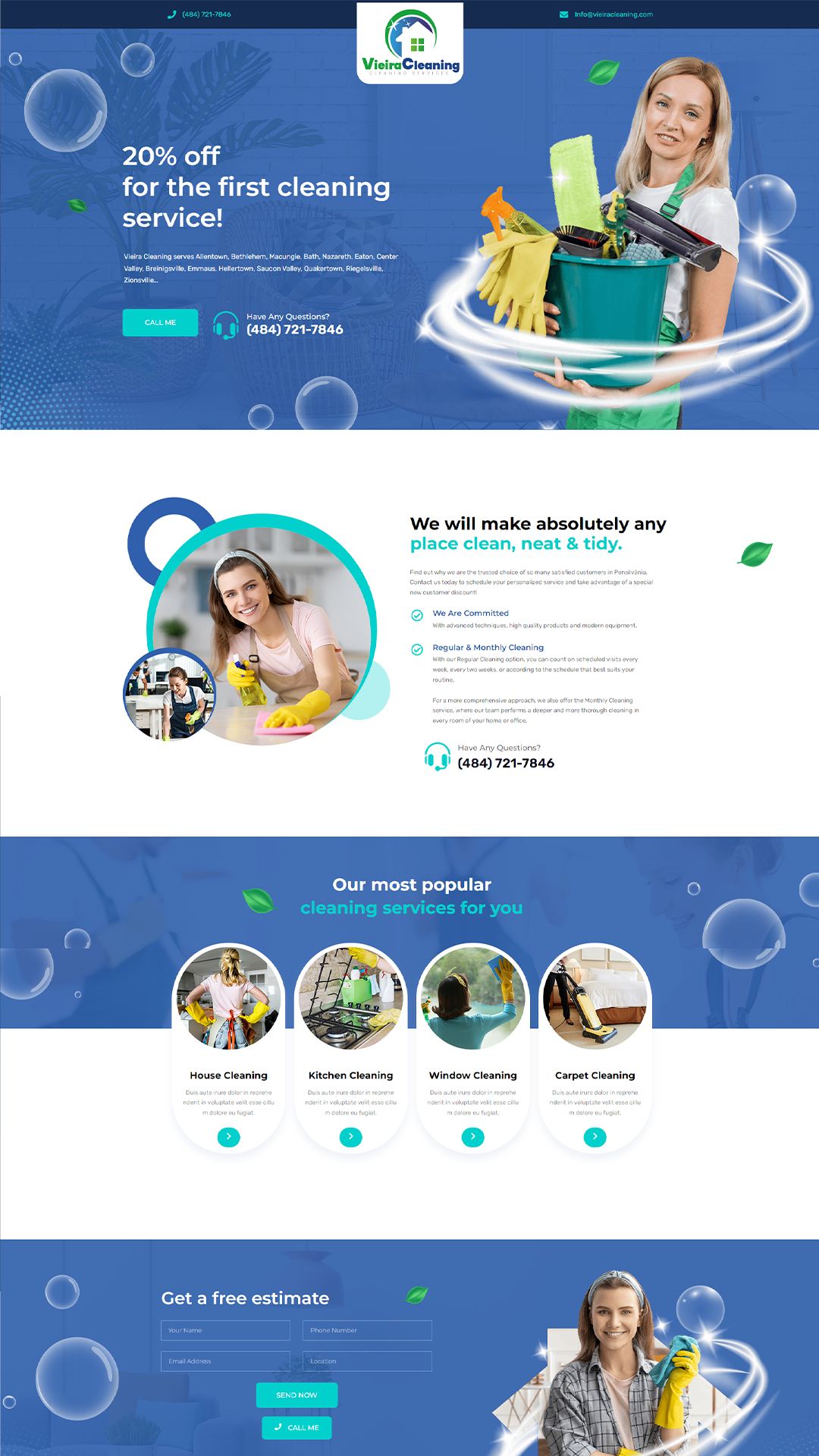 Website built for Vieira Cleaning